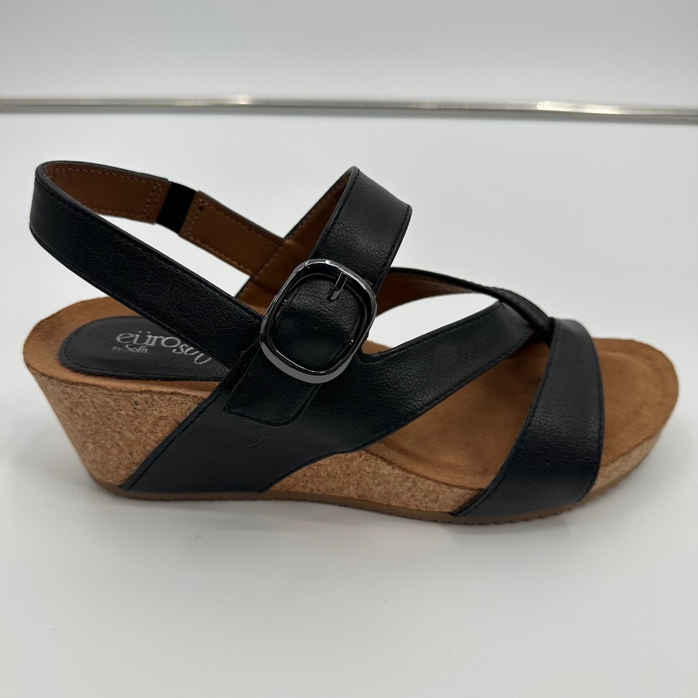 EuroSoft Evelyn Wedge Sandal Black Size 9.5 - Picture 2 of 12